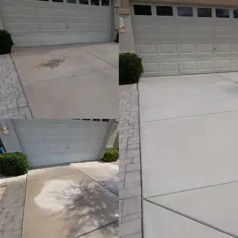 Actual Patriot driveway oil-stain treatment before-and-after project photos